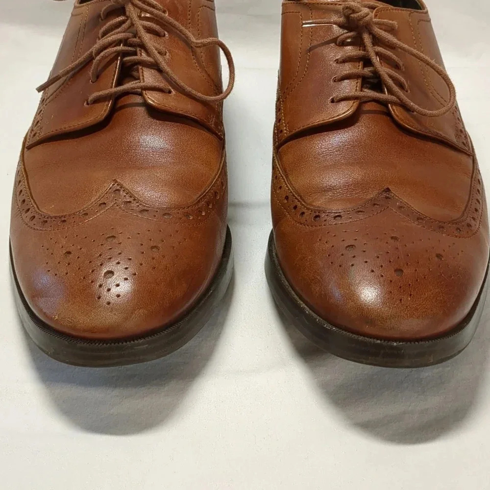 Cole Haan mens grand os wingtip oxford British tan C23795 , size 10M - Picture 4 of 10